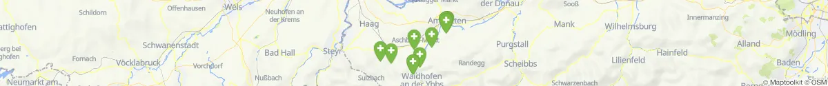Kartenansicht für Apotheken-Notdienste in der Nähe von Aschbach-Markt (Amstetten, Niederösterreich)